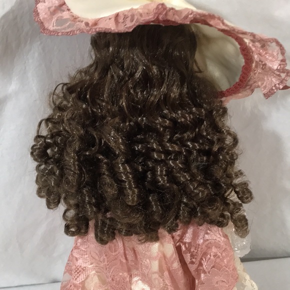 Vintage Victorian 17” Porcelain Standing Doll w/Hat - Picture 6 of 11